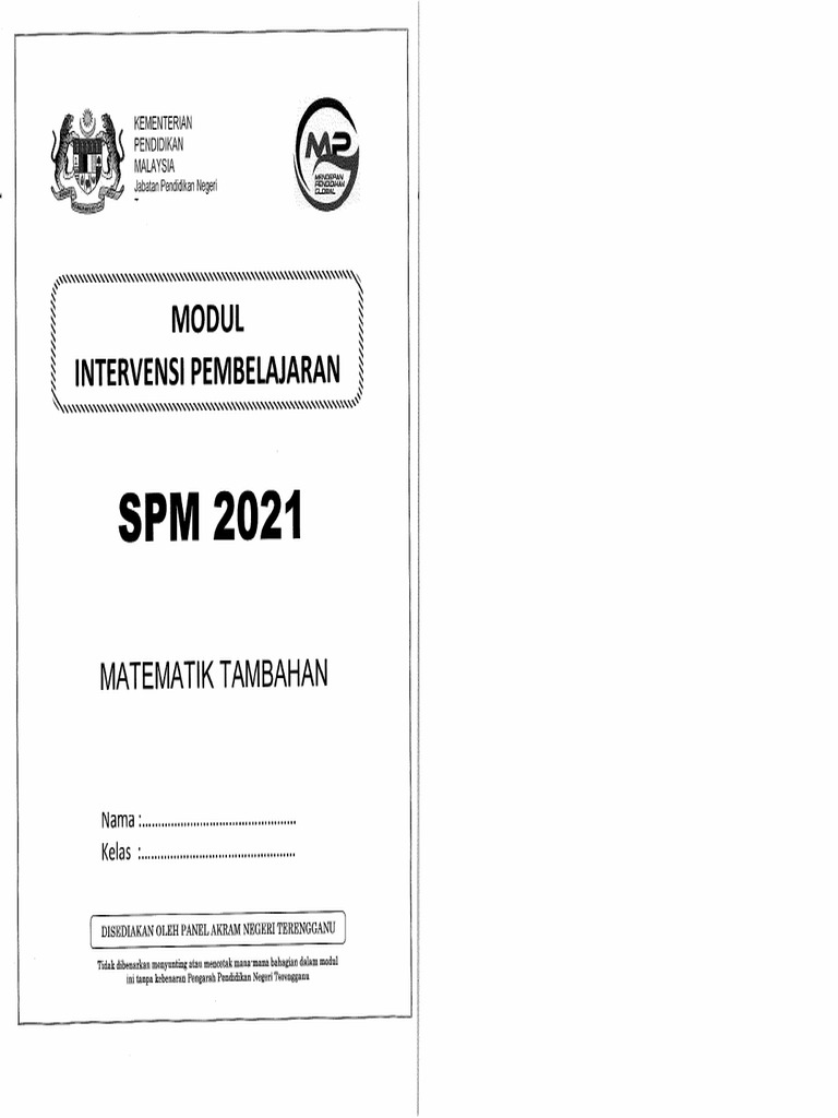 2021 SPM Modul Terengganu Add Maths 2 | PDF