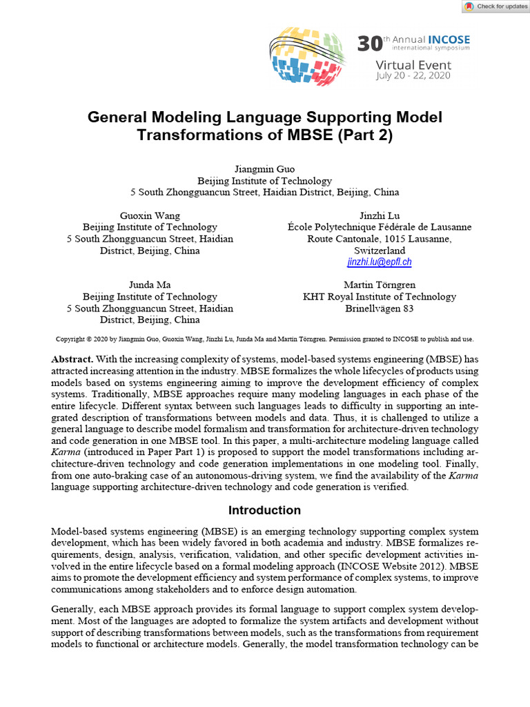 INCOSE International Symp - 2020 - Guo - General Modeling Language ...