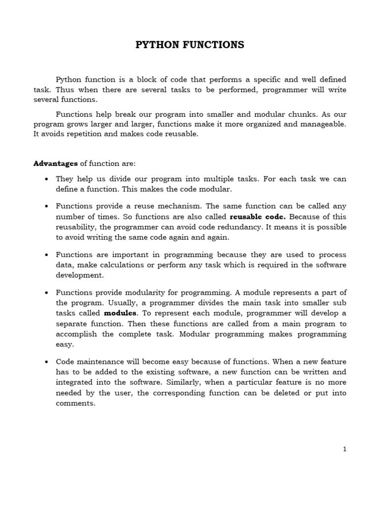 BCA 4th Sem Python Notes Unit 2 | PDF | Parameter (Computer Programming ...