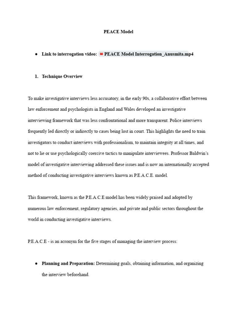 Peace Model (1) | PDF | Interrogation | Psychology