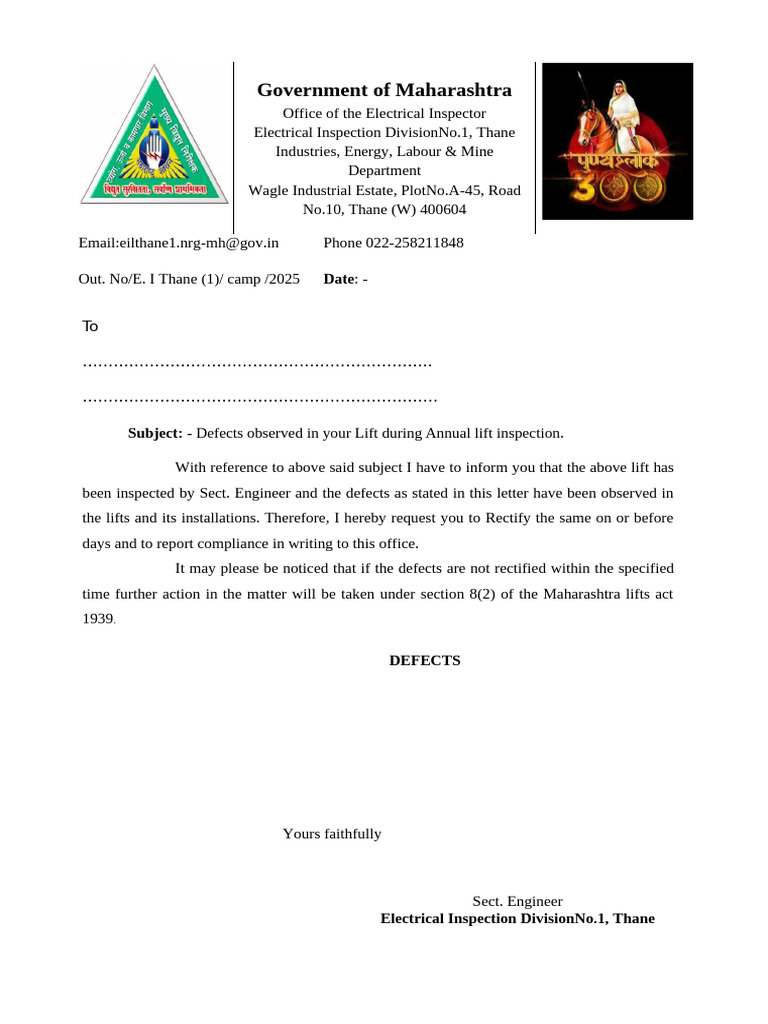Lift Defect Notice | PDF