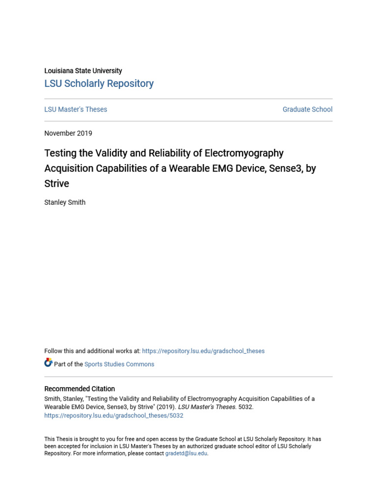 Testing the Validity and Reliability of Electromyography Acquisit | PDF ...