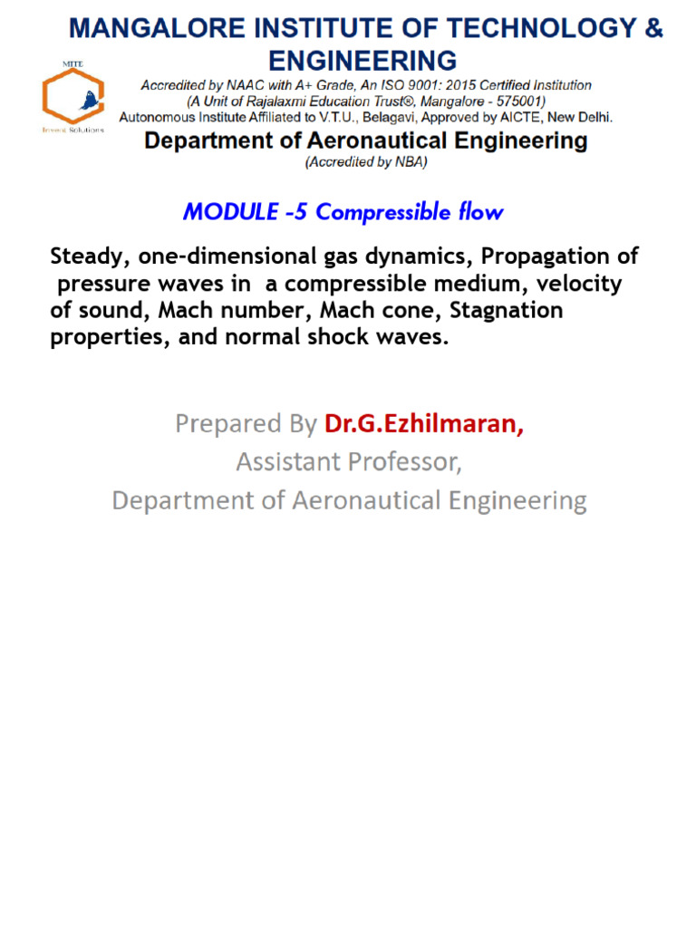 MODULE - 5 Compressible Flow | PDF | Shock Wave | Compressible Flow