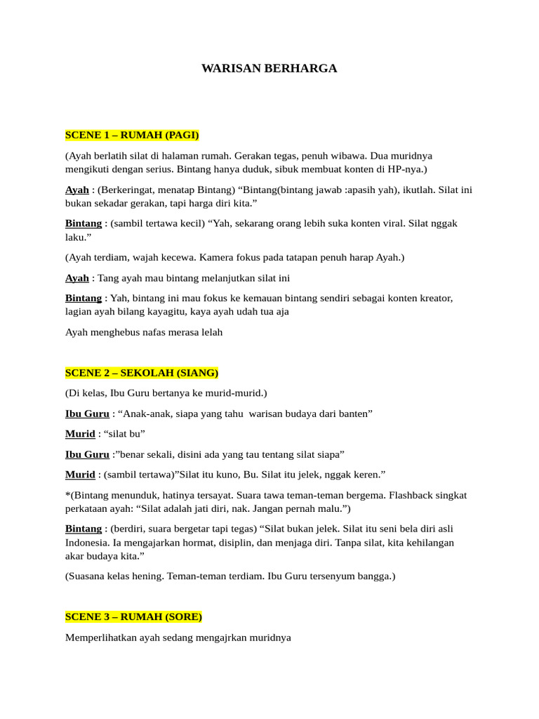 Script Warisan Berharga | PDF