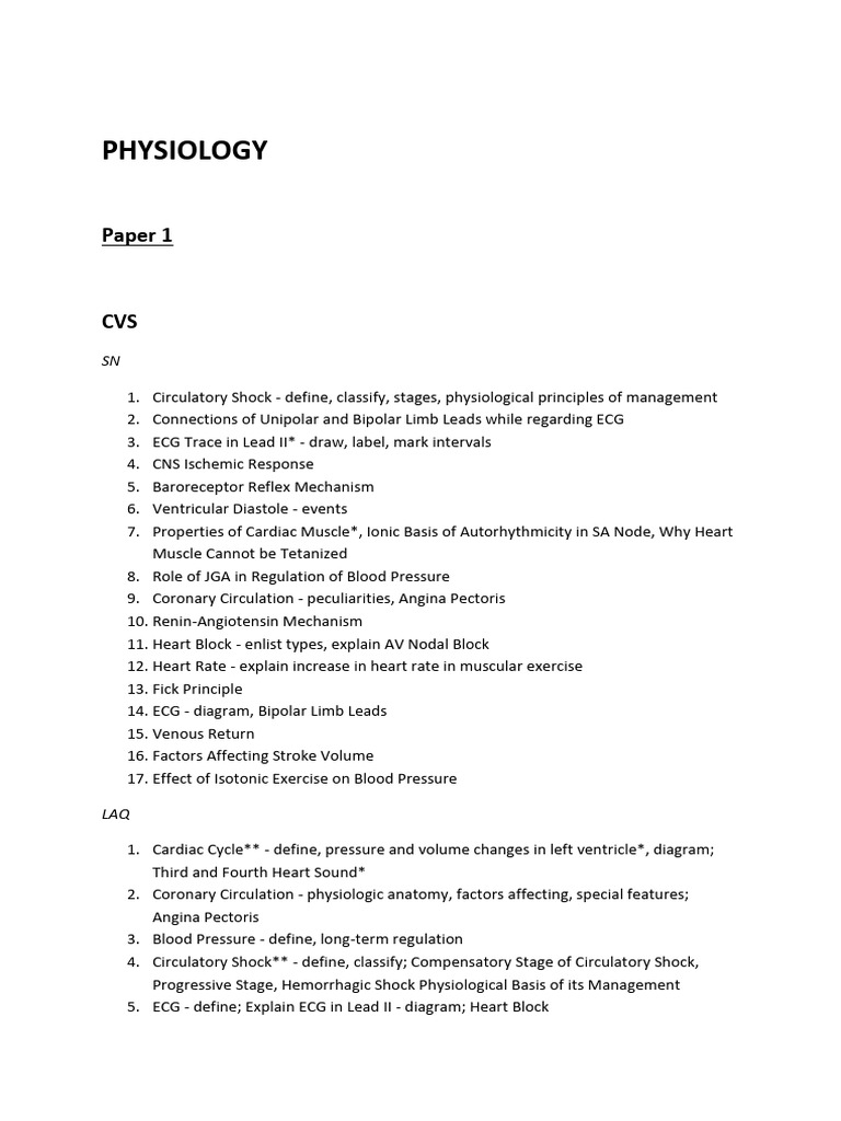 VIPS Imp Physiology | PDF | Heart | Neuromuscular Junction