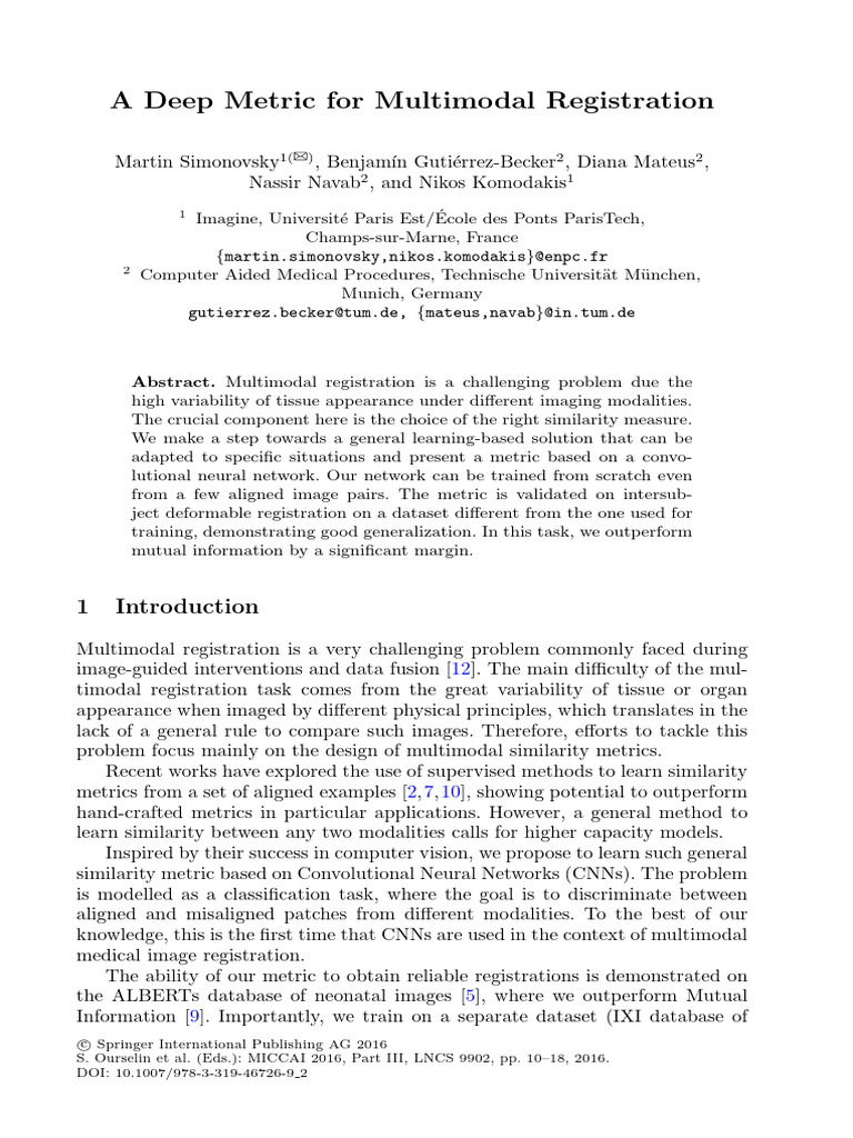 A Deep Metric For Multimodal Registration | PDF | Mathematical ...