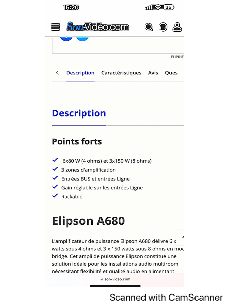 Amplificateur Elipson a680 - 6 CANAUX 6 CHANNEL Booster Puissance | PDF