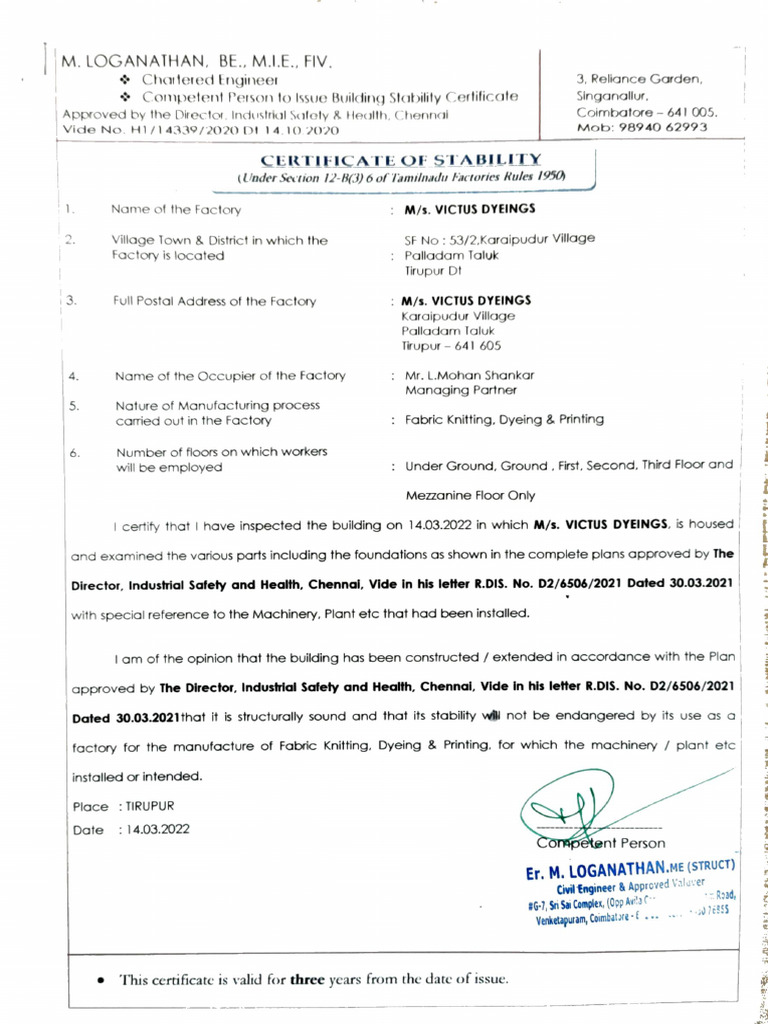 Stability Certificate | PDF
