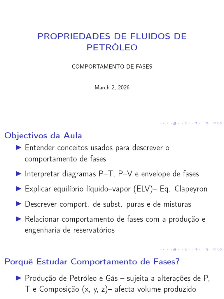 ProFlu Aula 2 Comportamento de Fases Substâncias Puras | PDF | Diagrama ...