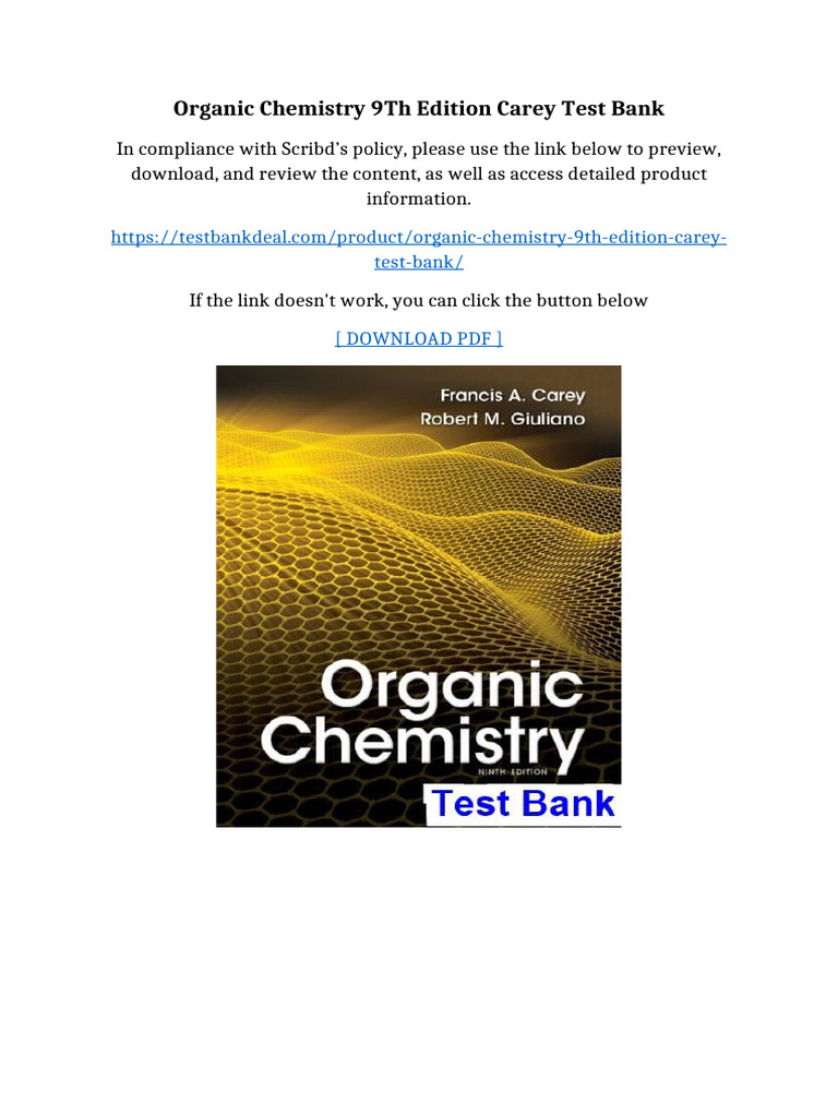 Organic Chemistry 9th Edition Carey Test Bank Full Chapters Included ...