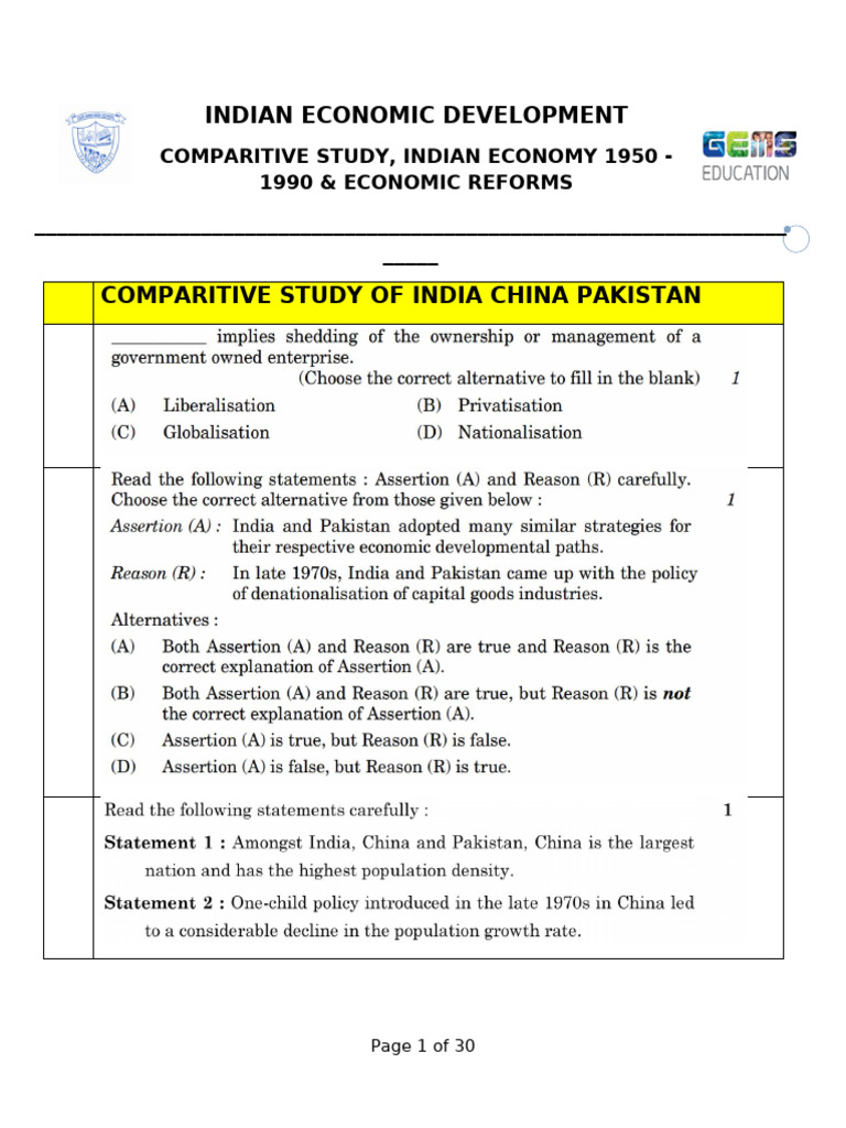 China Study, Ind Eco 1950 & Reforms | PDF