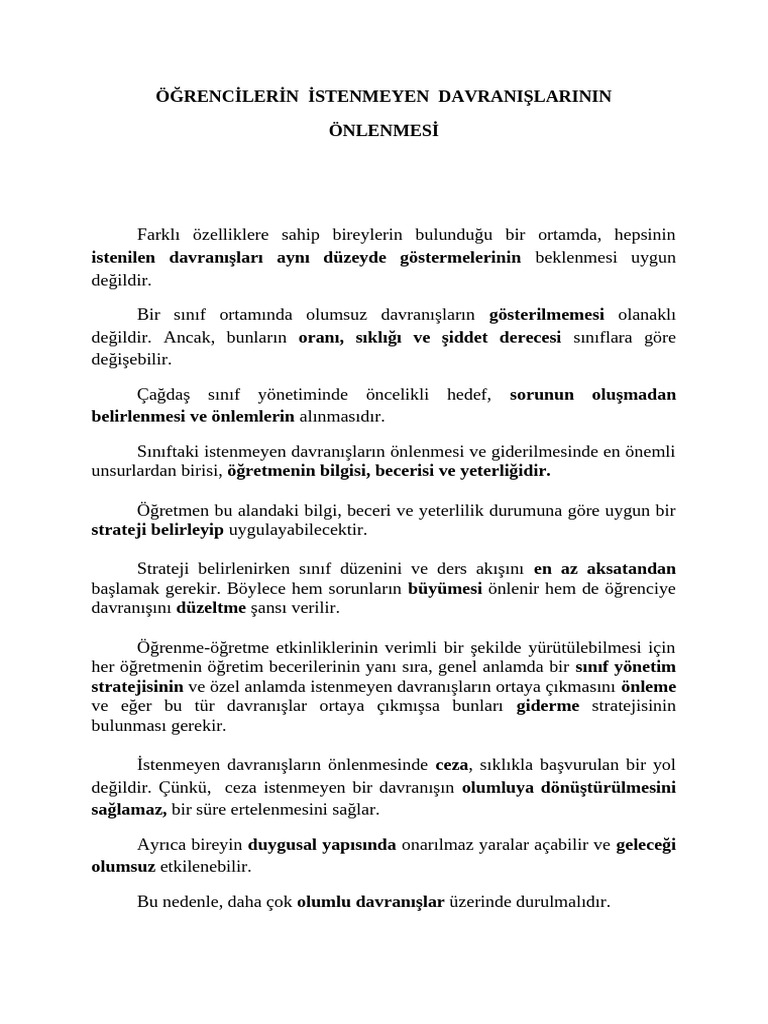 12-%C4%B0stenmeyen+Davran%C4%B1%C5%9Flar%C4%B1n+%C3%96nlenmesi | PDF