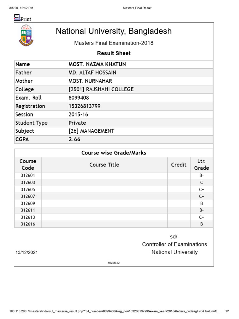Nazma Certificate | PDF