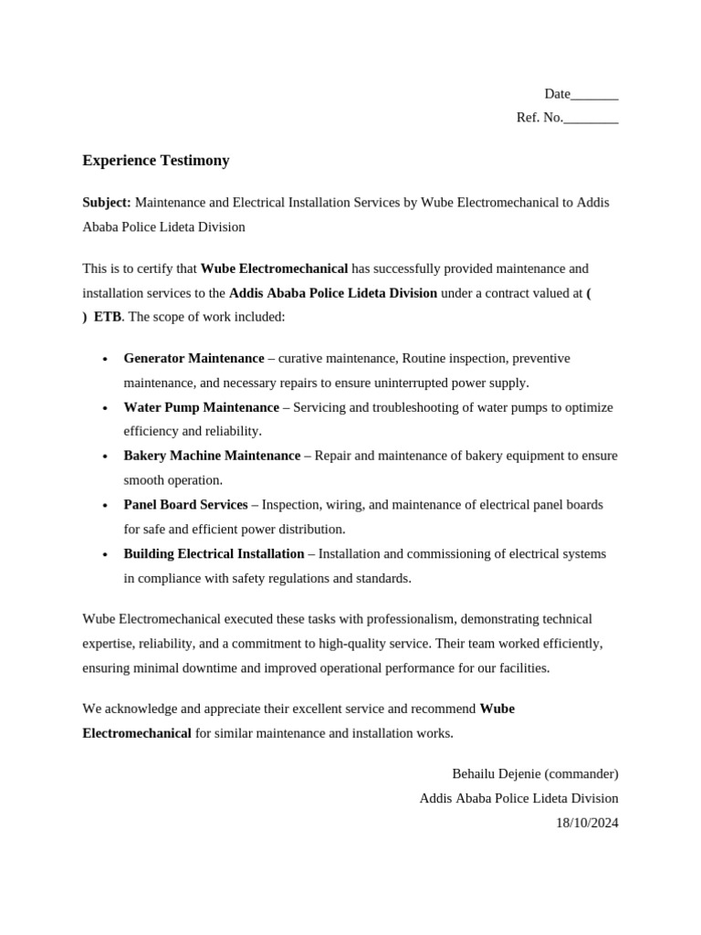 Experience Testimoney | PDF