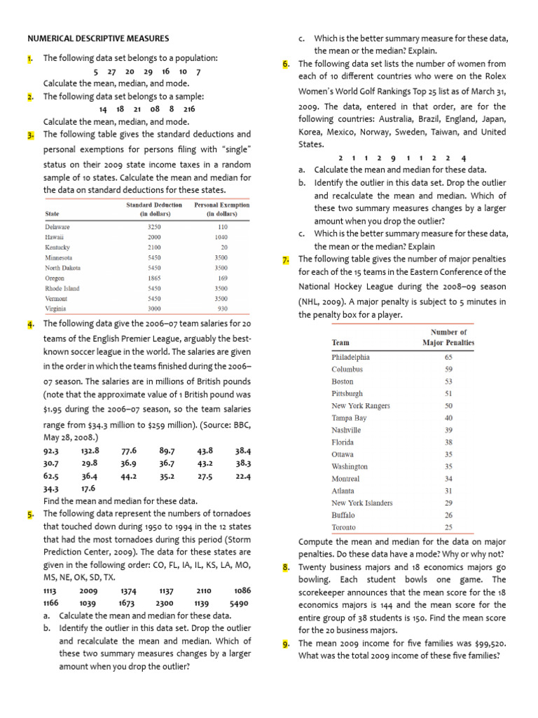 Exercise 1 | PDF | Quartile | Percentile
