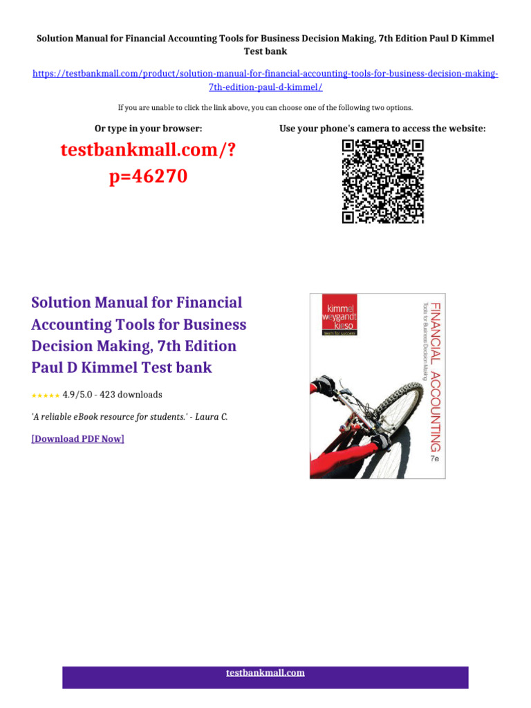 Solution Manual for Financial Accounting Tools for Business Decision ...