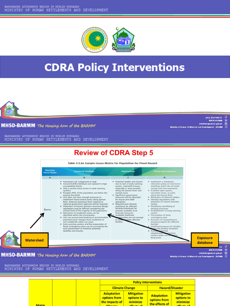 MHSD Step 5 Policy Interventions | PDF | Mindanao | Human Impact On The ...
