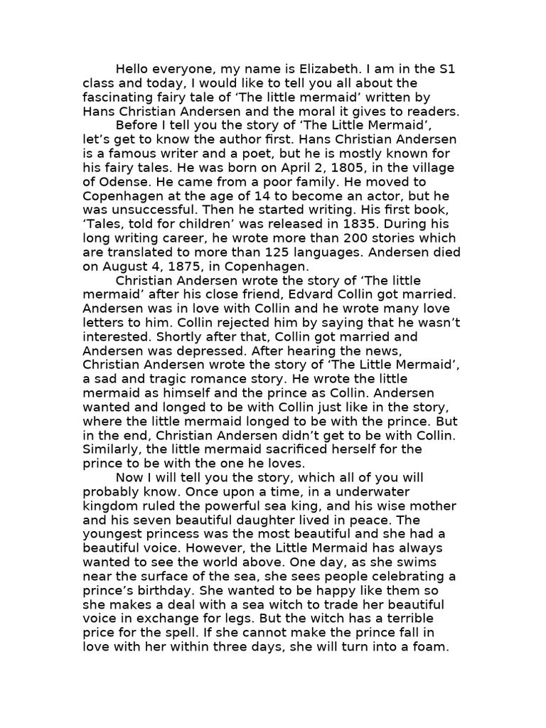 The Little Mermaid (Script) | PDF | Fairy Tales | Folklore