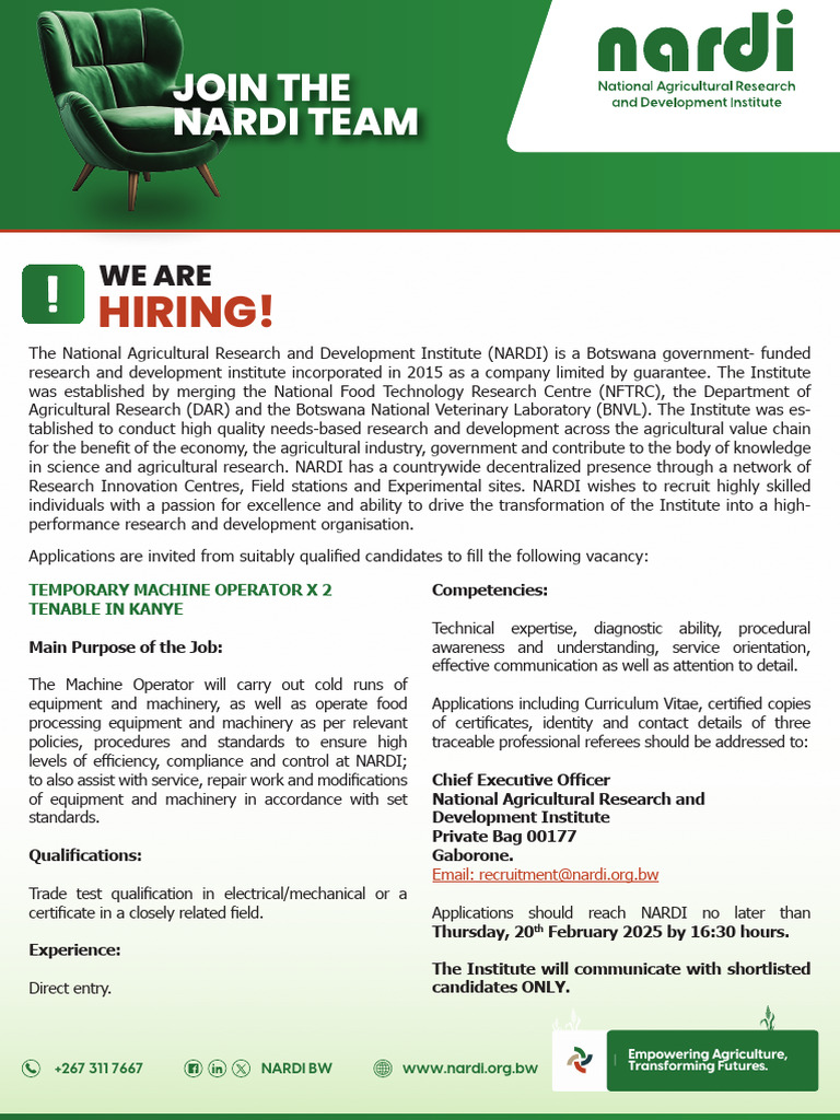 NARDI Advert 20x4 Temp Machine Operator 06-02-2025 | PDF | Business