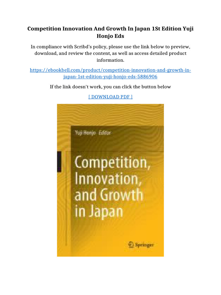 Competition Innovation And Growth In Japan 1st Edition Yuji Honjo Eds ...