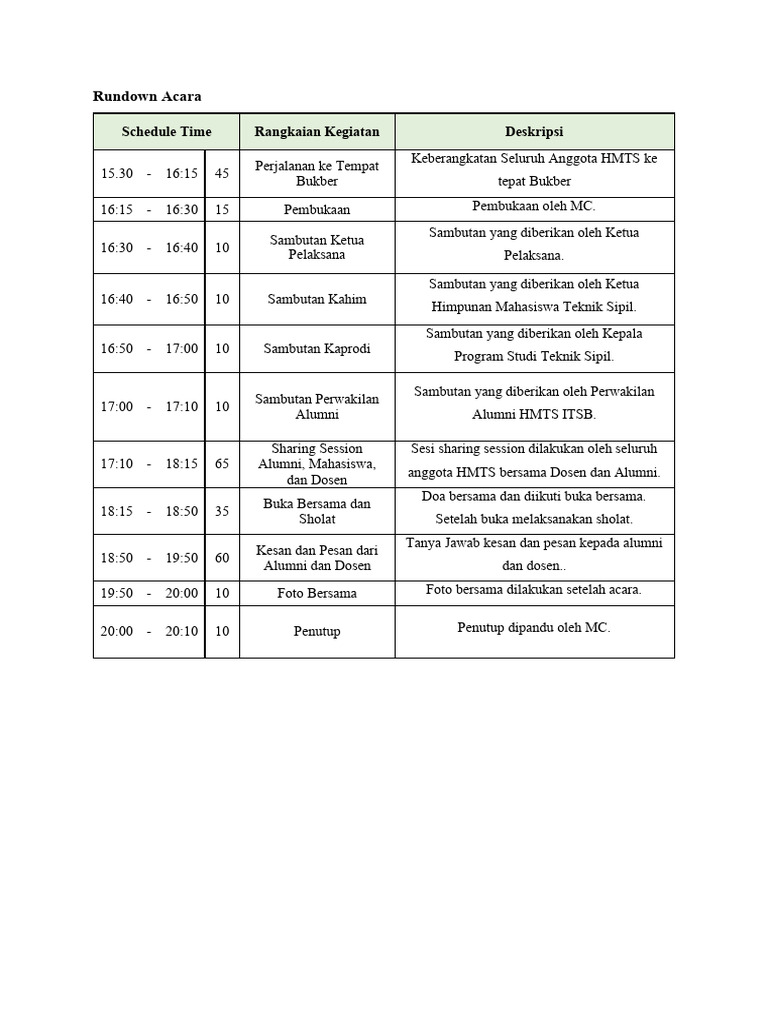 Rundown Acara BUKBER 2026 | PDF