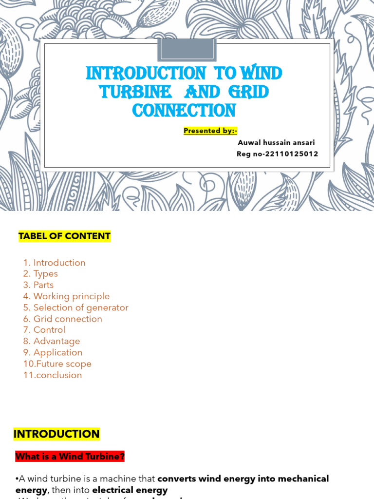 Introduction To Wind Turbine and Grid Connection | PDF | Wind Power ...