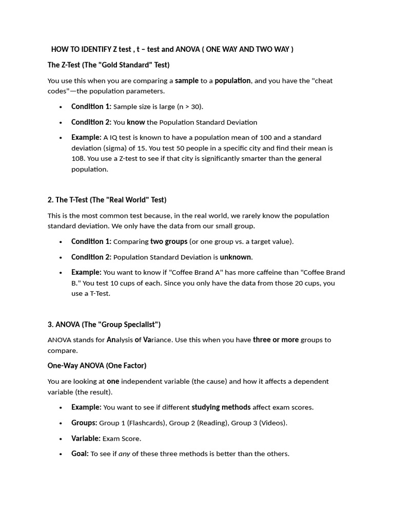 How To Identify Z Test | PDF