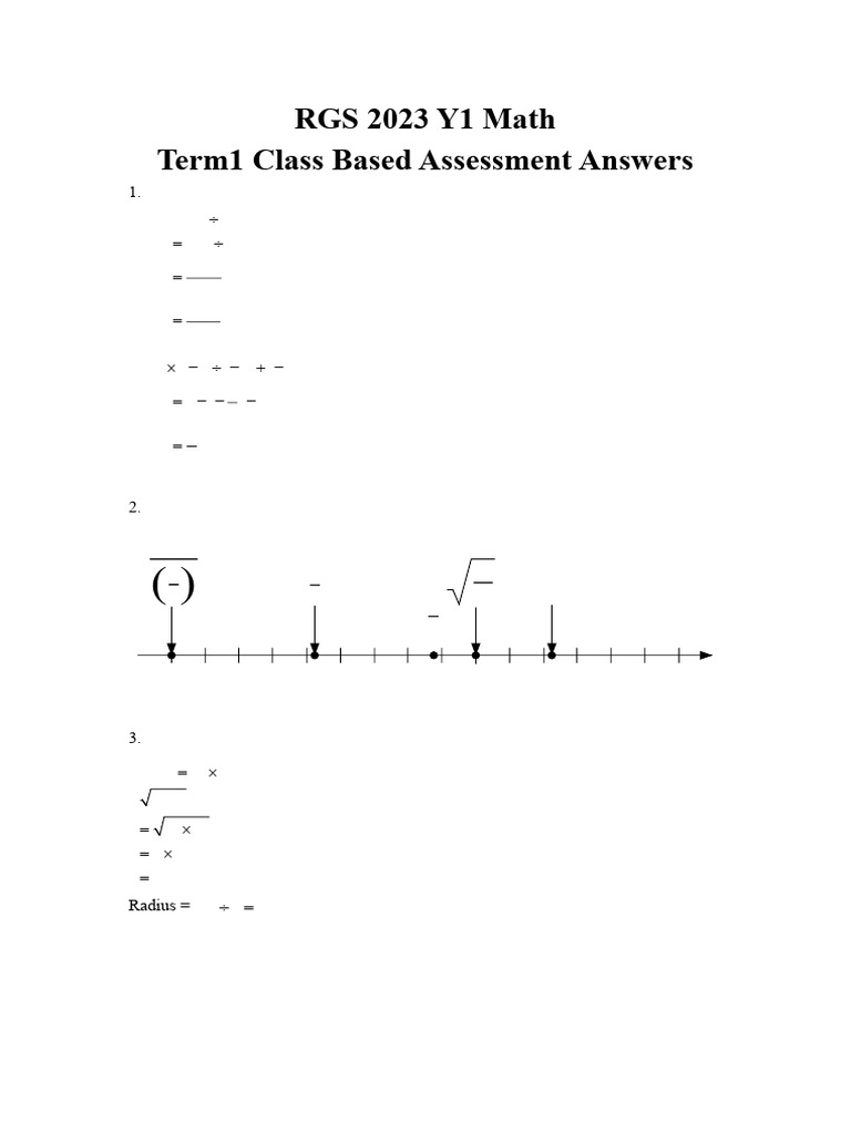 RGS 2023 Y1 Math Term1 Class Based Assessment Solutions | PDF ...