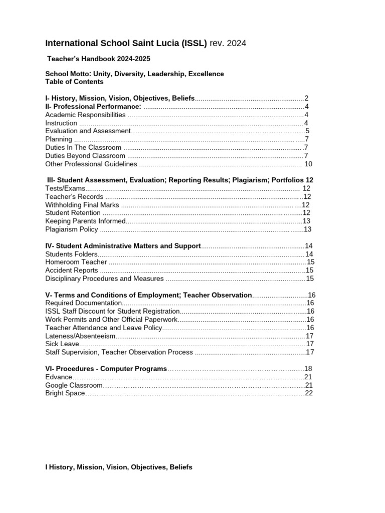 2024 ISSL Teacher Handbook CURRENT - Edited | PDF | Educational ...
