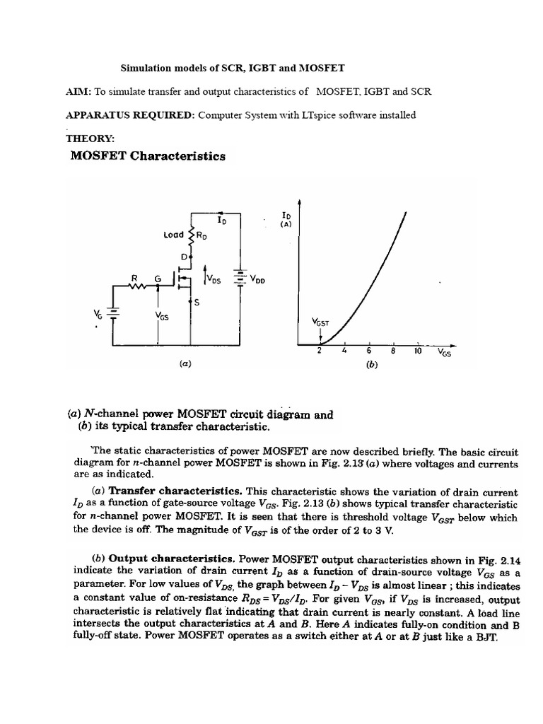 1.simulation Models of SCR, IGBT and MOSFET | PDF