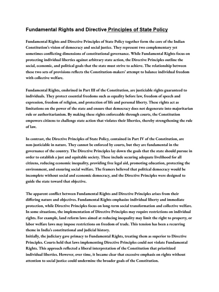 1.4 Fundamental Rights and Directive Principles of State Policy | PDF ...