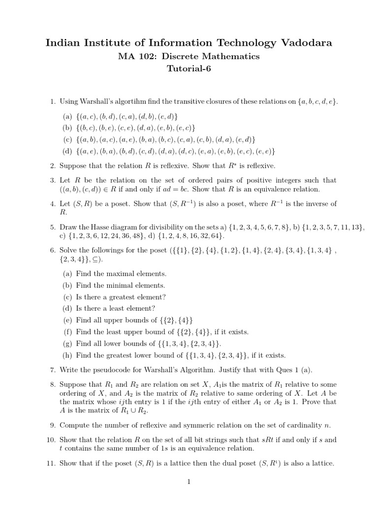 MA 102 DM Tutorial-6 (2) | PDF | Mathematical Analysis | Abstract Algebra