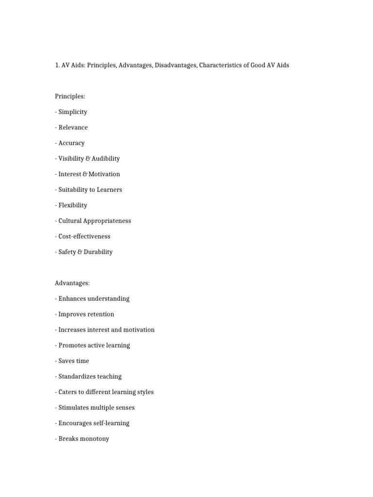 AV Aids Complete Document | PDF | Learning | Learning Styles