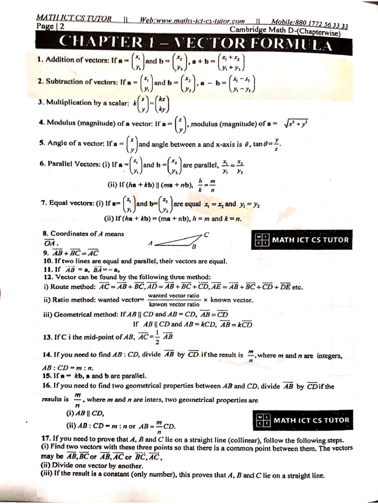 Math-D Vector WS | PDF