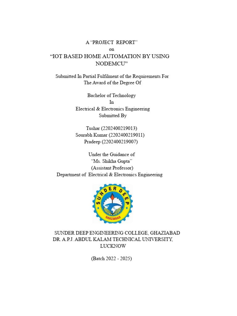 Report 4th Year Final Major Project | PDF | Relay | Internet Of Things