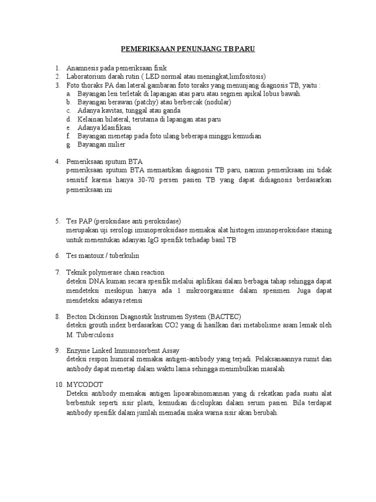 Pemeriksaan Penunjang TB Paru  PDF