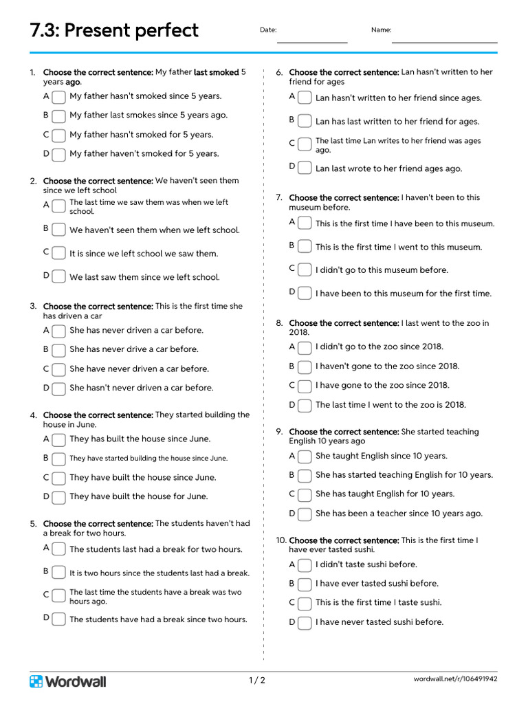 73 Present Perfect Quiz | PDF | Chess Theory | Chess