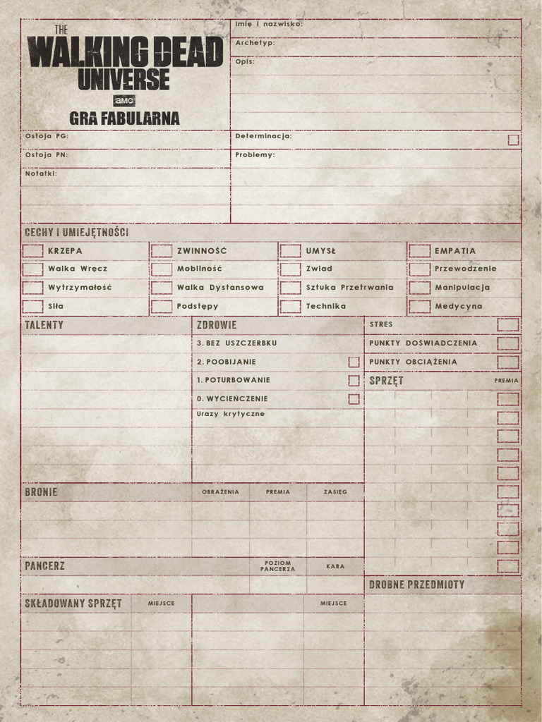 TWD Universe Character Sheet PDF | PDF