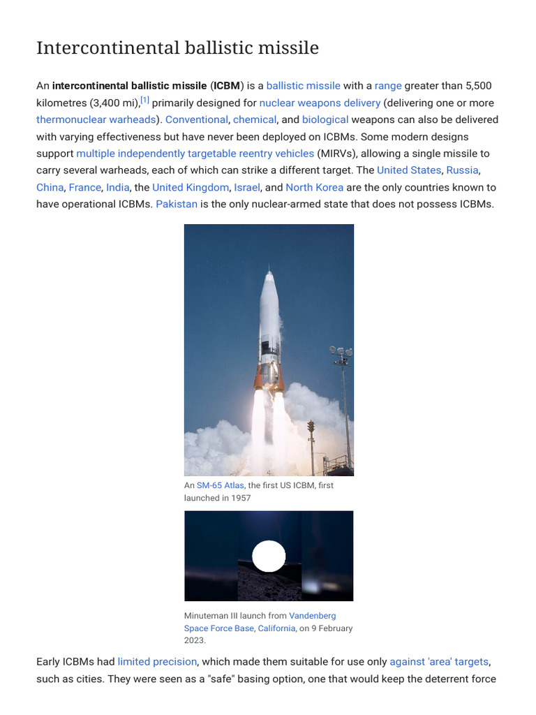 Intercontinental Ballistic Missile - Wikipedia | PDF | Intercontinental ...