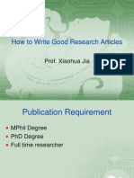 How To Write Good Research Articles: Prof. Xiaohua Jia