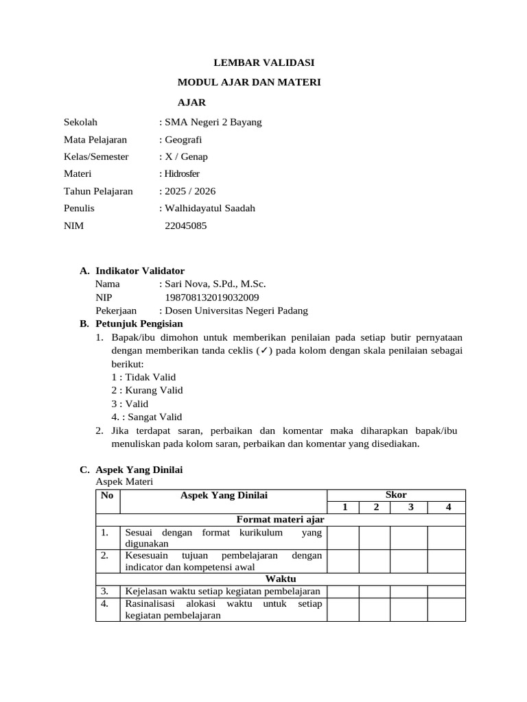Validasi Modul | PDF