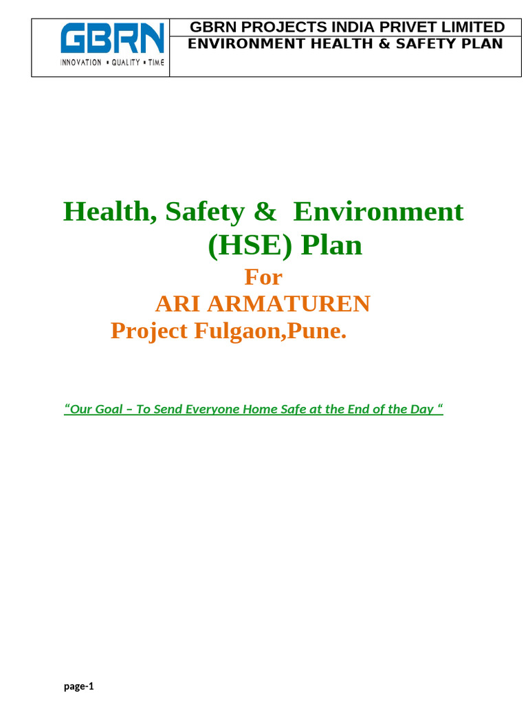 ARI ARMATUREN Safety Plan | PDF | Occupational Safety And Health ...