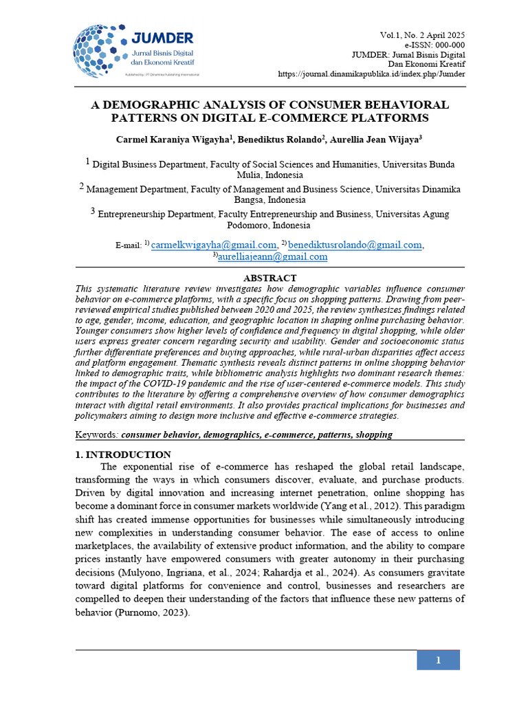 A Demographic Analysis of Consumer Behavioral Patterns On Digital E ...