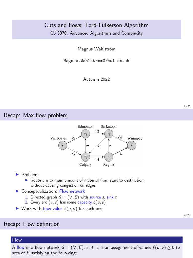 W6L2 - Ford-Fulkerson Algorithm | PDF | Computational Complexity Theory ...