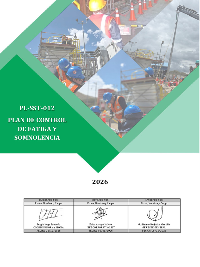 Pl-sst-012 Plan de Control de Fatiga y Somnolencia 2026 Rev 0 | PDF ...