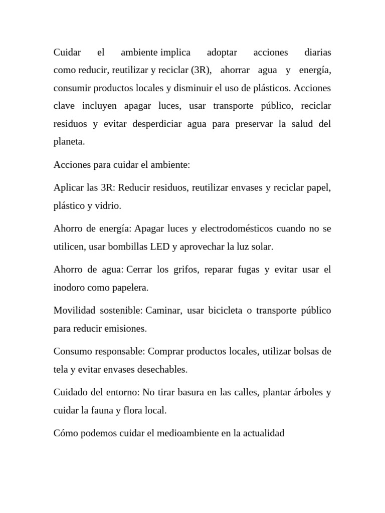 Cuidar El Ambiente | PDF | Entorno natural | Residuos