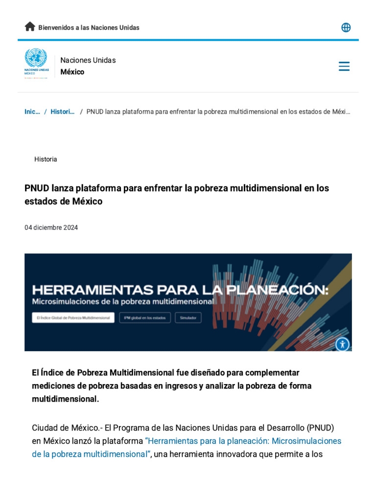 PNUD Lanza Plataforma para Enfrentar La Pobreza Multidimensional en Los ...