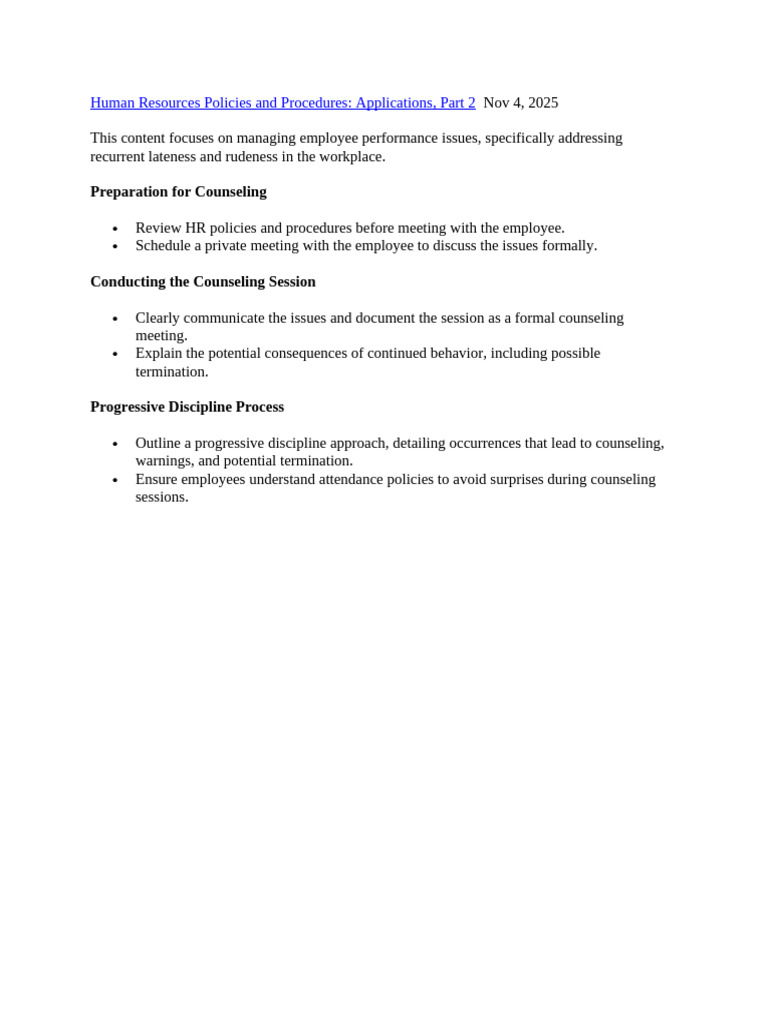 Human Resources Policies and Procedures Pt2 | PDF