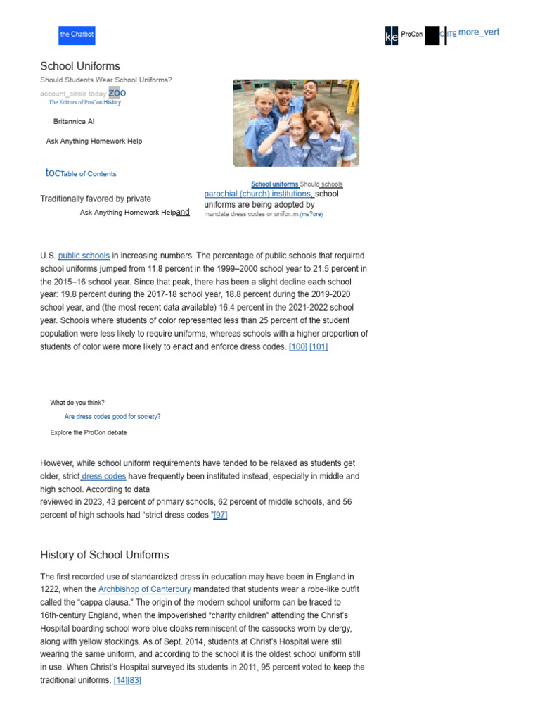 School Uniforms - Pros, Cons, Debate, Arguments, & Education ...