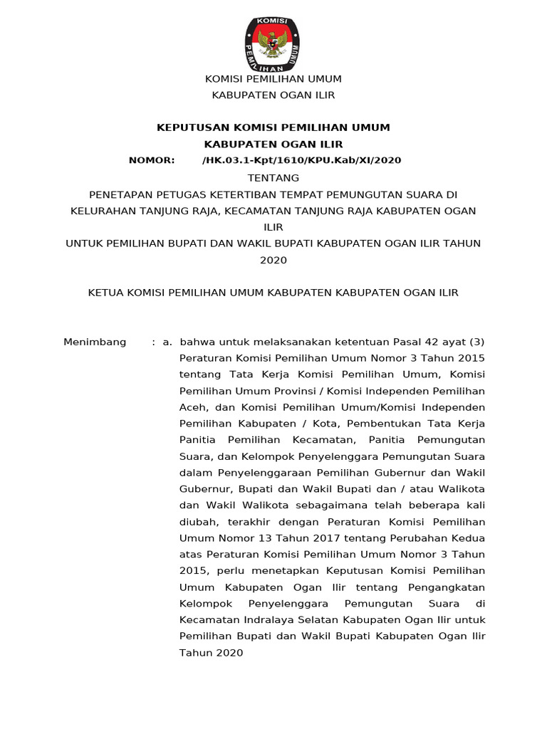 Tanjung Raja Format SK Petugas Ketertiban | PDF